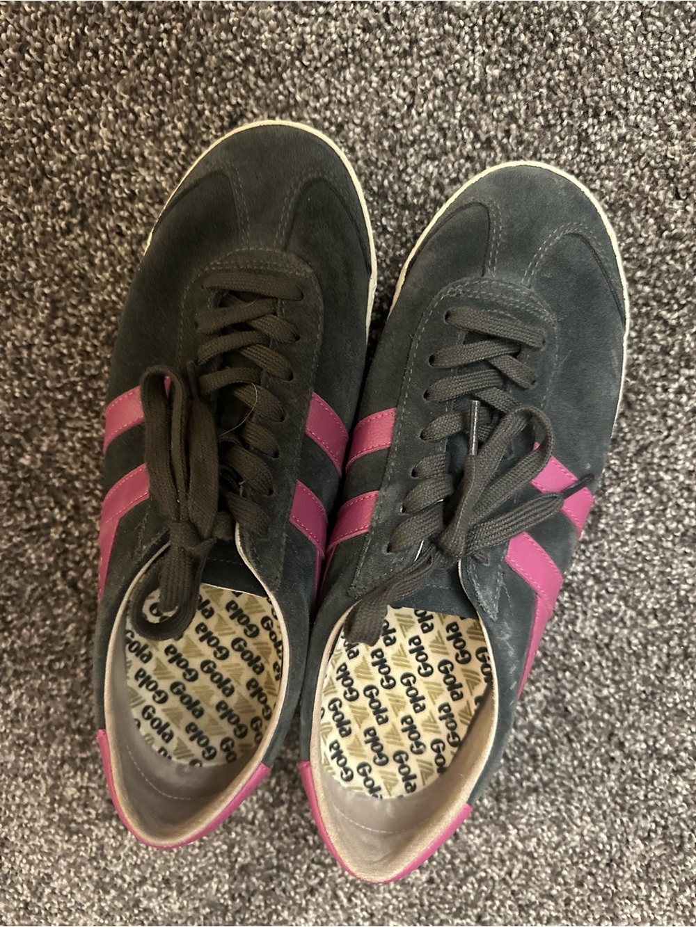 Gola Women's Grey Suede Sneakers with Pink Stripes